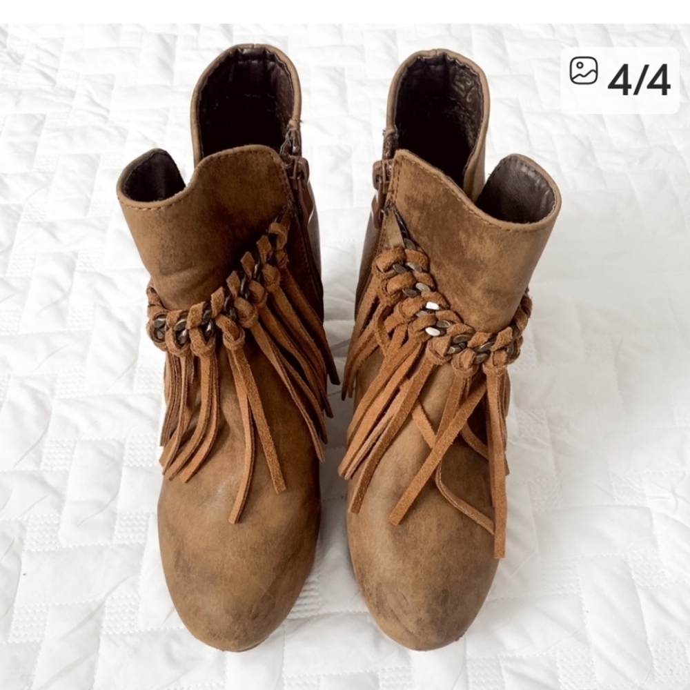Sbicca Fringe Platform Booties